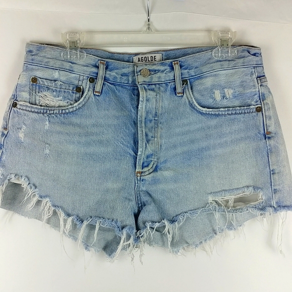 Agolde Pants - AGOLDE Frayed Hem Denim Shorts Size 28